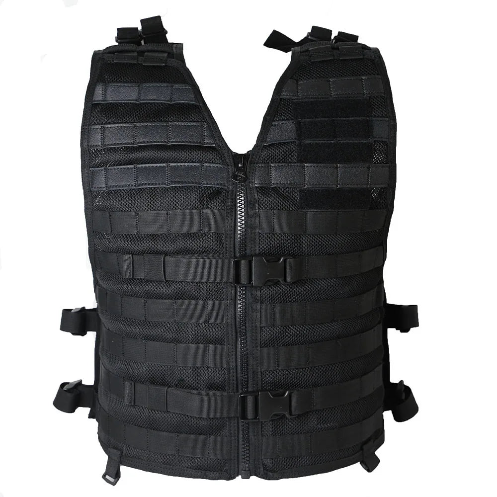SOETAC Molle Tactical Vest Outdoor Combat Mesh Vests CS Game Duty Training Fishing Jacket Hunting Vest Zipper
