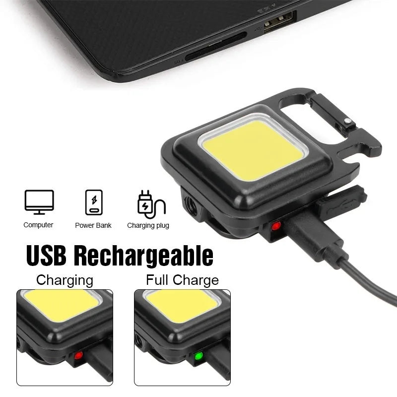 Mini Portable Keychain COB Work Lamp / USB 800 Lumens Work Light / Outdoor LED Emergency Flashlight With Corkscrew