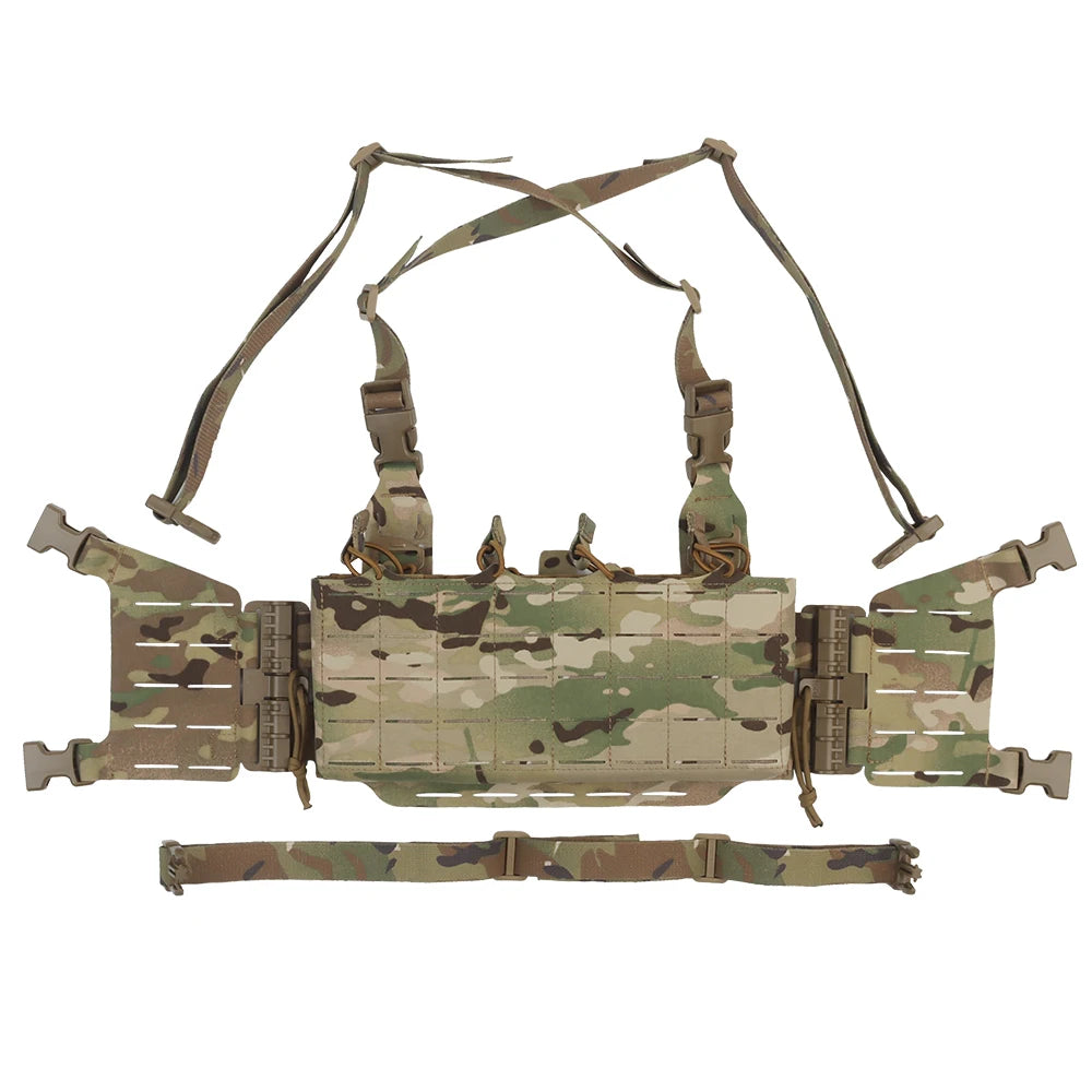 Tactical Chest Rig Molle Militar Hunting Quick Release Vest with Quadruple 5.56/7.62 Mag Pouch Airsoft Shooting Gear