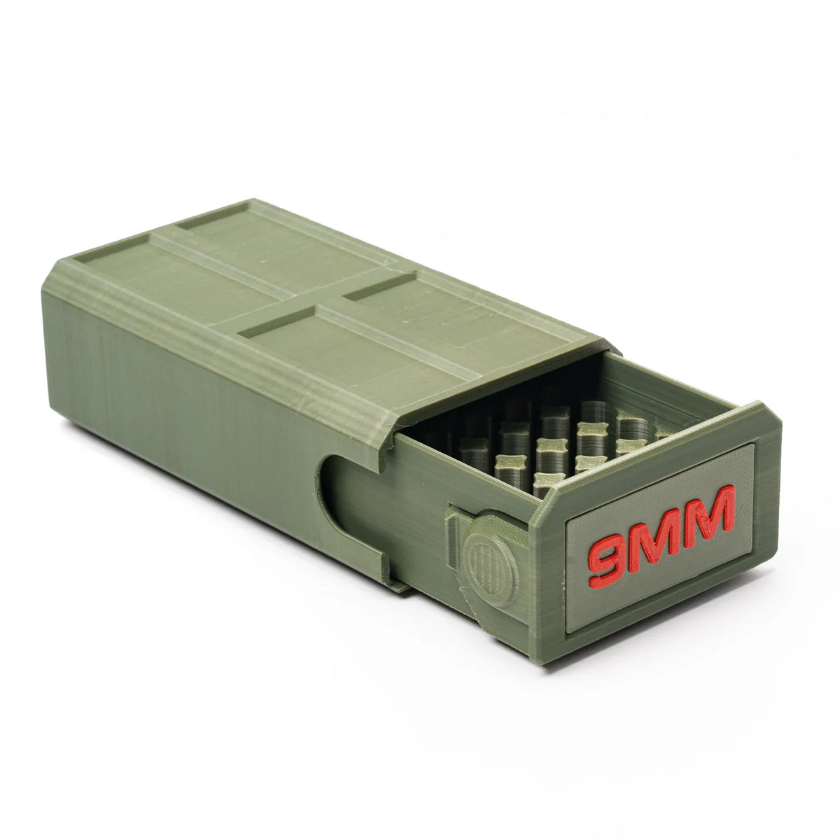 9mm Pull-Out Ammunition Storage Box Tactical Style Desktop Bullet Organizer Shooting Range Portable Gear Storage Box