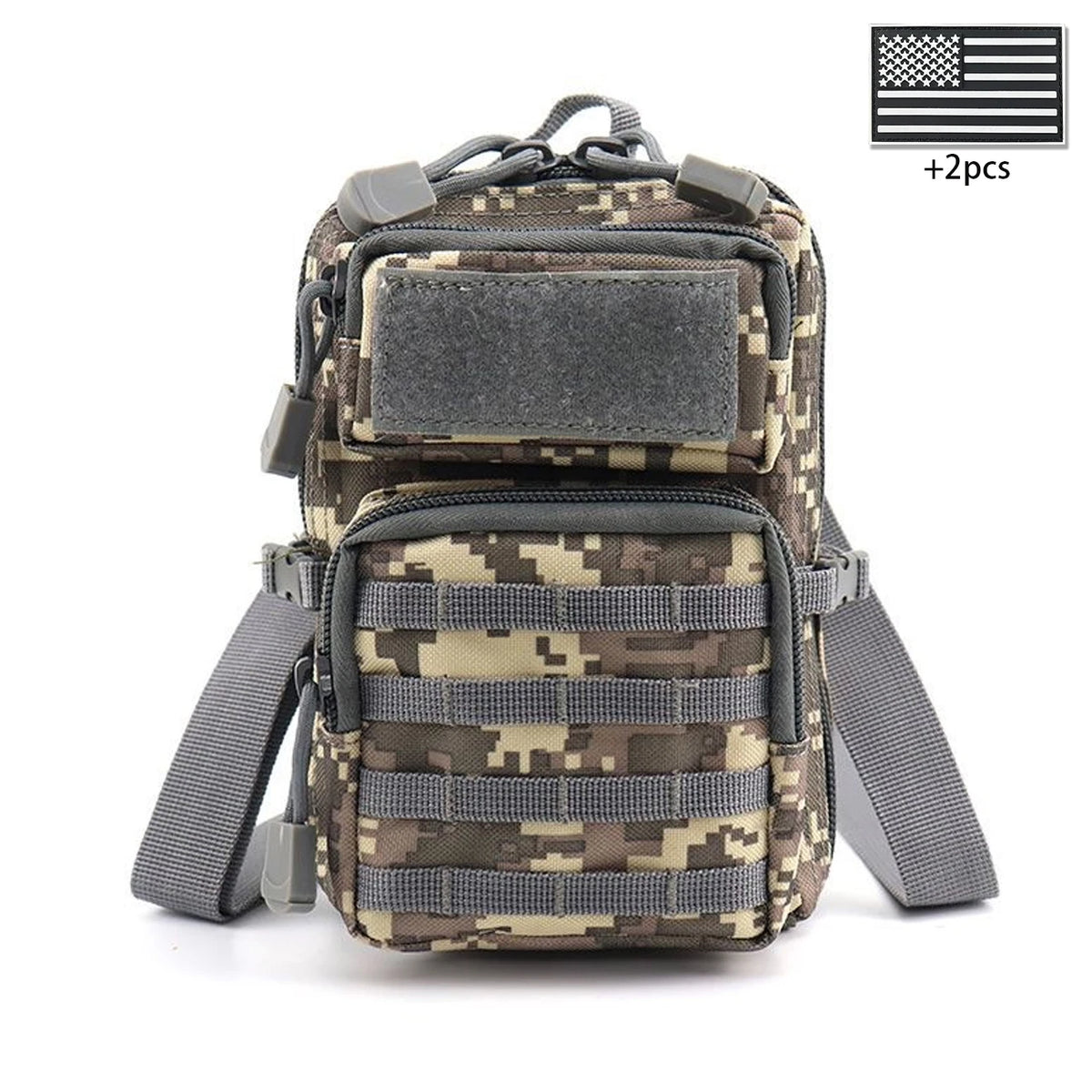 Outdoor crossbody bag with widened and adjustable shoulder straps, supporting hand-held, waist hanging, and backpack hanging