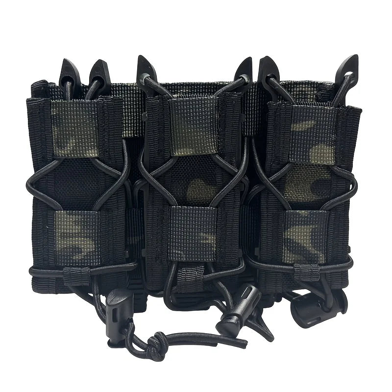 Three-Pipe Pistol Magazine Waist Holster - Durable ammunition bag with a 3-slot quick-access design and drawstring closure