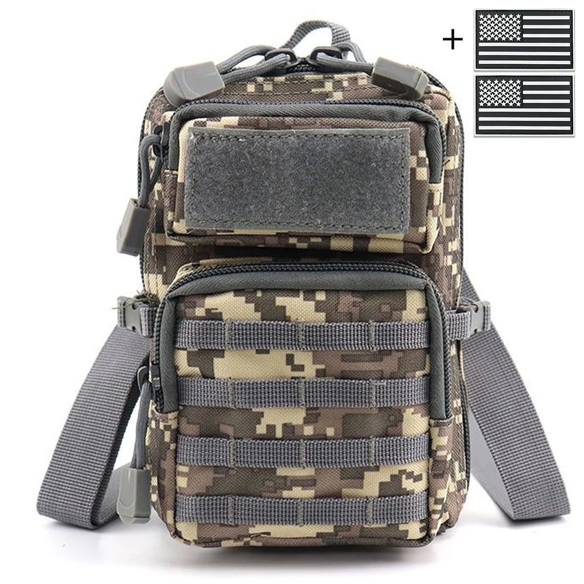 MOLLE accessory waist bag, suitable for crossbody and handheld storage, equipped with buckle straps and layered design