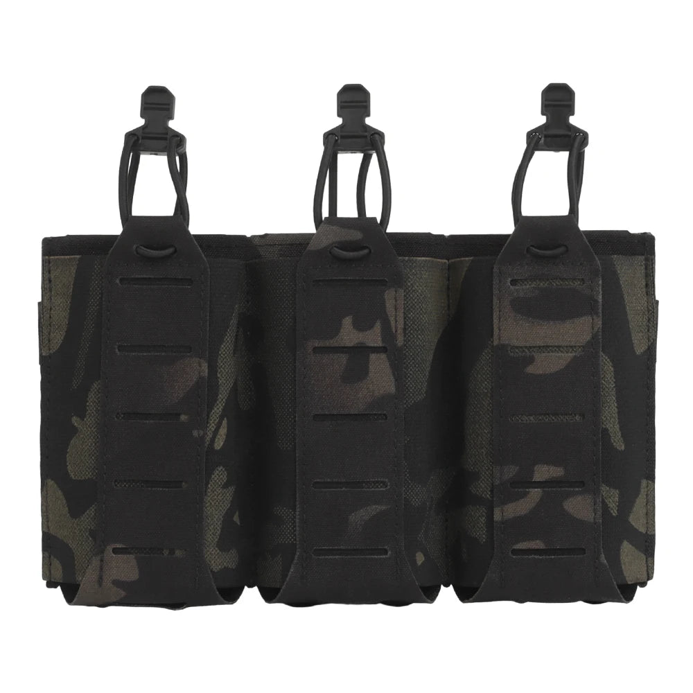 Tactical Vest Plate Carrier Front Flap Triple Magazine Pouch Lightweight Elastic Open-Top Mag Pouches for M4 AK AR Airsoft Gear