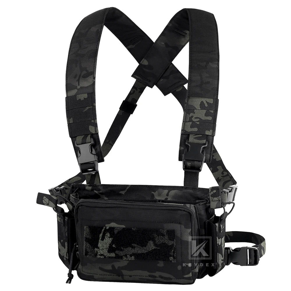 KRYDEX Tactical Micro D3CR Chest Rig with Triple 5.56 7.62 9mm Magazine Pouch Adjustable Strap Hunting D3CRM Gear Accessories