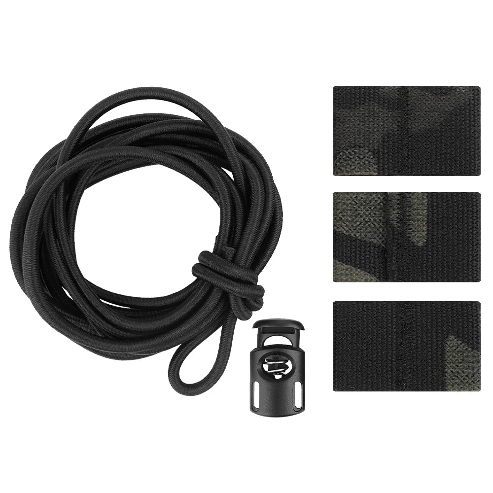 Tactical Flag Bungee Elastic Fastener Strap Shock Cord Retention Molle Webbing Loop Cord Lock Secure Attachment Hunting Gear