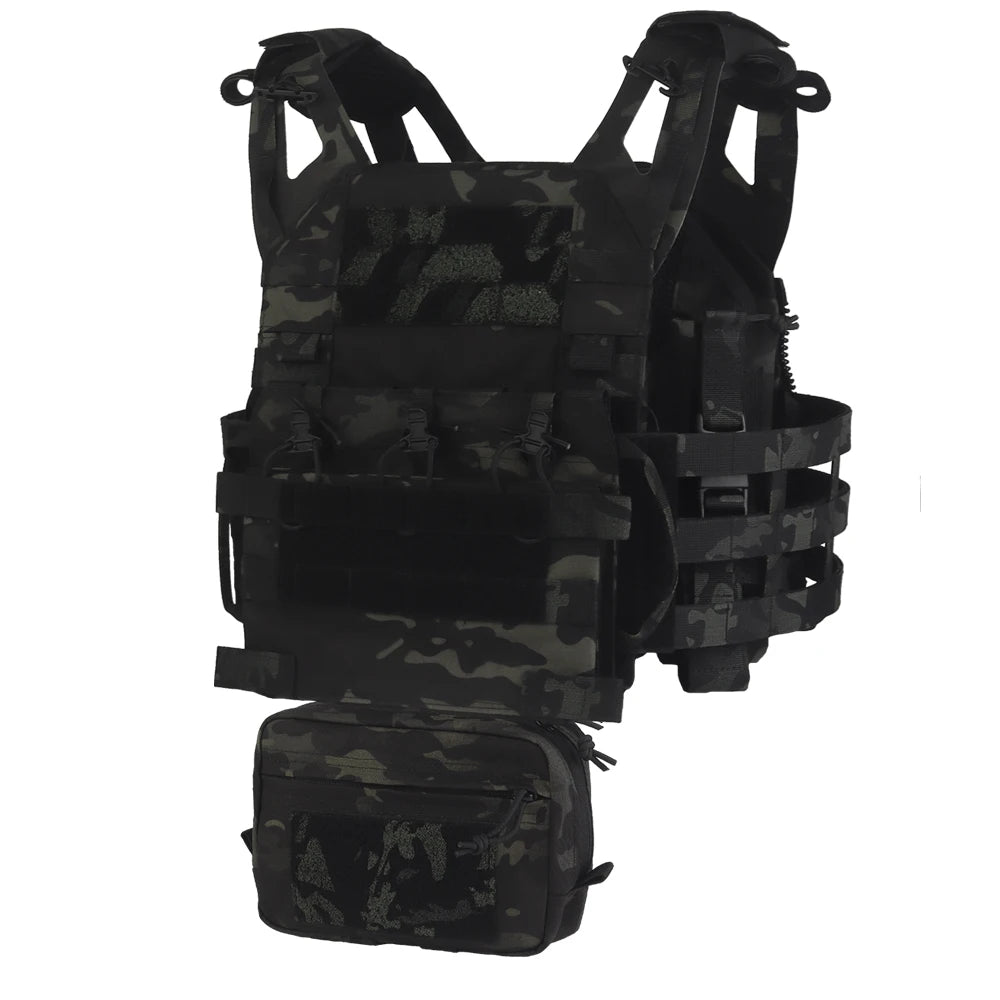 Tactical R Series Style Plate Carrier JPC 3.0 Assault Molle Vest Set with 5.56 Triple Magazine Holster Radio Drop Packet Bag