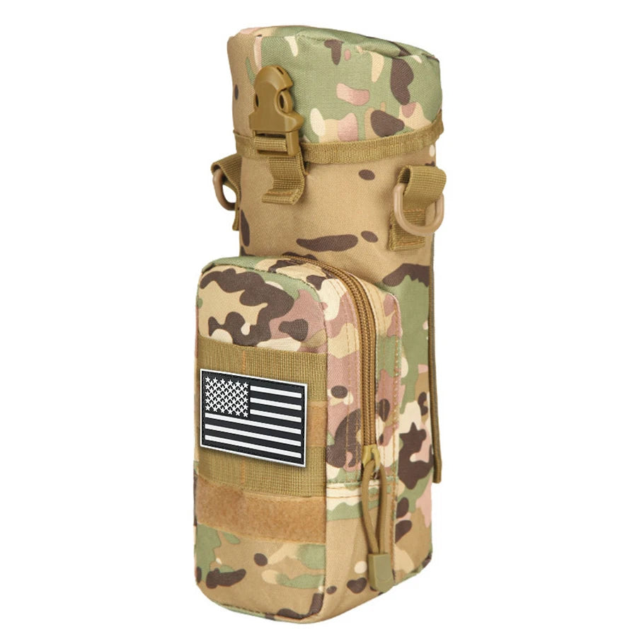 Single shoulder crossbody sports water bottle bag with a detachable cylindrical buckle design and front auxiliary pocket