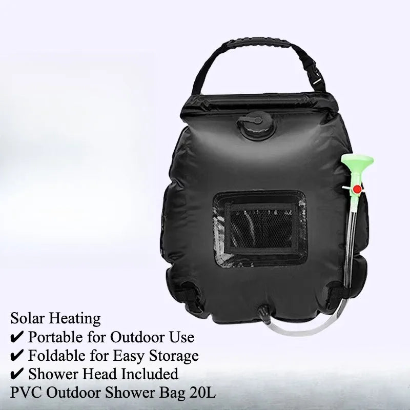 Portable Outdoor Foldable Solar Shower Bag, 20L Camping Water Heating & Storage Bag