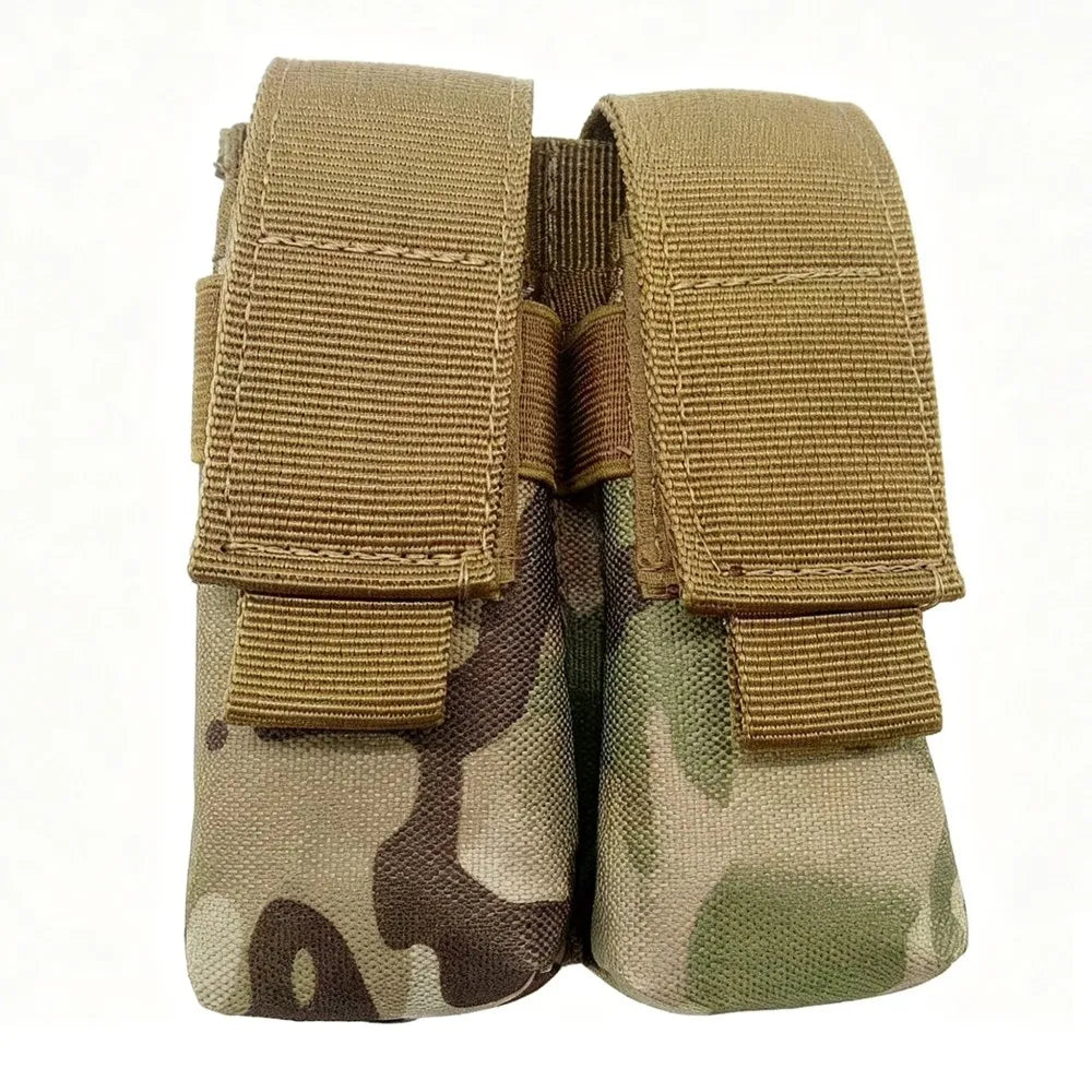 MOLLE Tactical Double Mag Pouch Portable Adjustable 9mm Magazine Holder for Hunting Shooting Vest Sports Outdoor