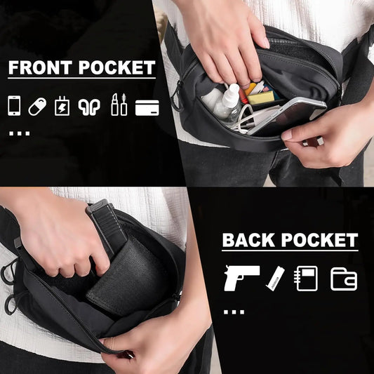 Tactical Fanny Pack with Holster Concealed Carry Bag Quick Draw Pistol Pouch EDC Gun Bag Shoulder Daypack for Outdoor Sports