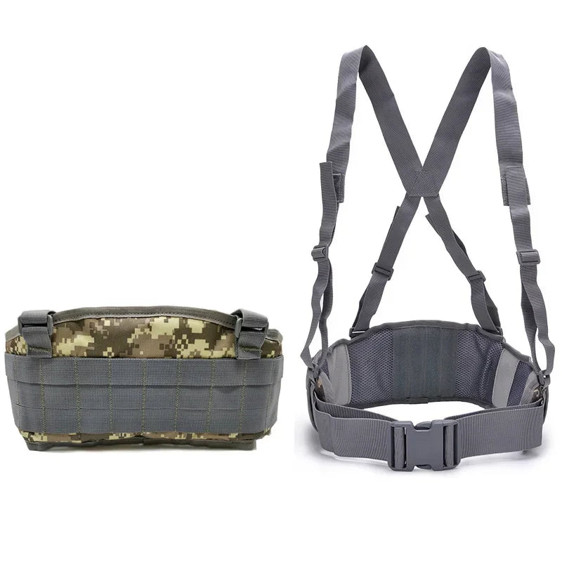 Tactical Molle Waist Belt Vest H-shaped Men Waist Girdle With Shoulder Strap Soft Padded Hunting Adjustable Belt Vest