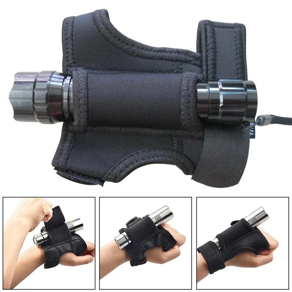 1PC Submersible Scuba Diving LED Flashlight Bracket, Wrist/Arm Strap, Hands-free Underwater Dive Lighting Accessory