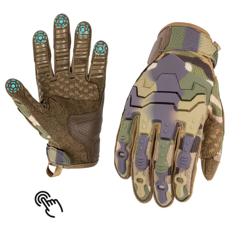 New Tactical Gloves Five-Finger Touchscreen Function Outdoor Protection Anti-Slip Cycling Impact-Resistant Combat Gloves