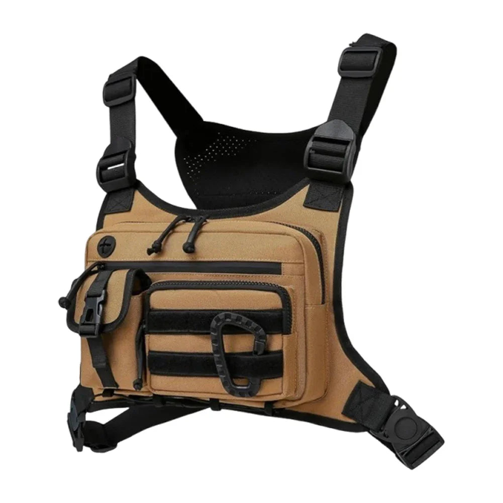 Outdoor Sports Chest Bag Multi Pocket Cycling Chest Bag Adjustable Strap Nylon Hunt Vest Bag Travel Commute Sports Backpack