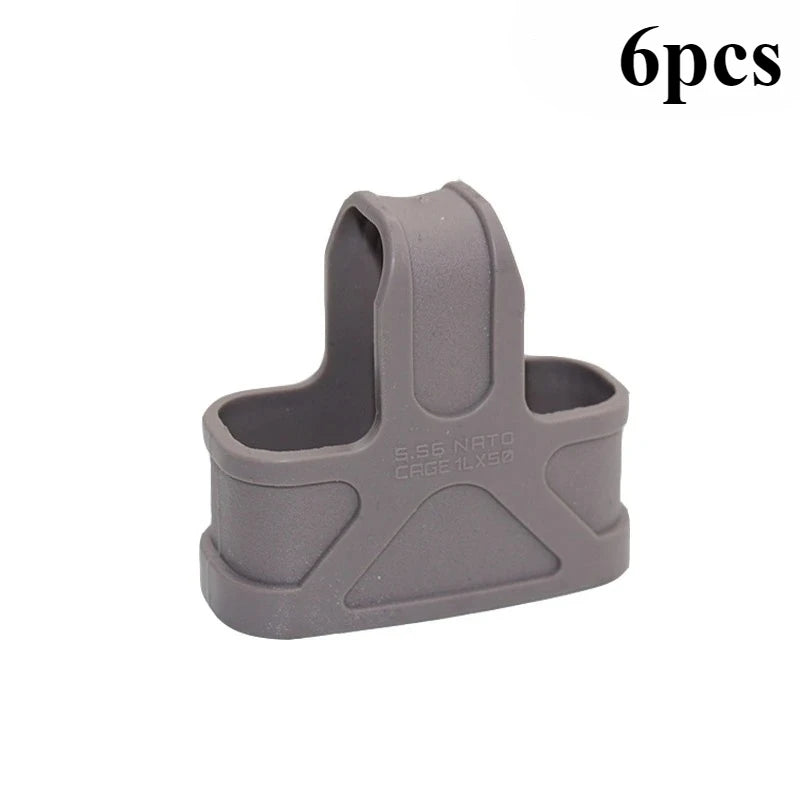 6pcs Tactical 5.56 Fast Magazine Rubber Holster Mag Pull Assist Cage Loops NATO Skull M16 AR15 Paintball Airsoft Gun Accessories