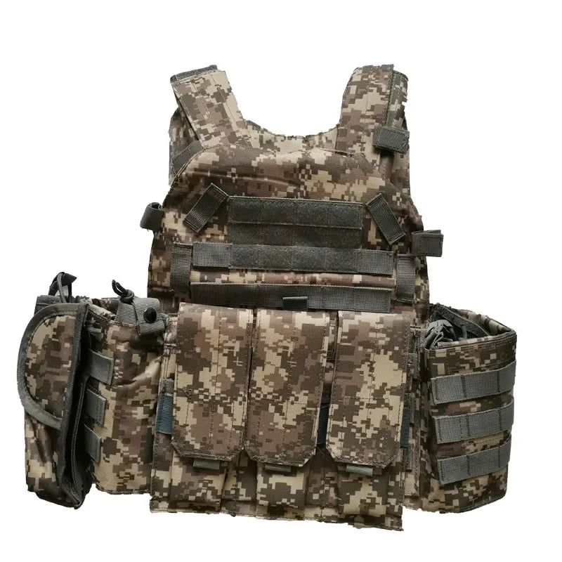 Outdoor Nylon Molle Tactical Vest Body Armor Hunting Plate Carrier Airsoft 6094 Combat Gear Multicam Camo Vest Pouch Accessories