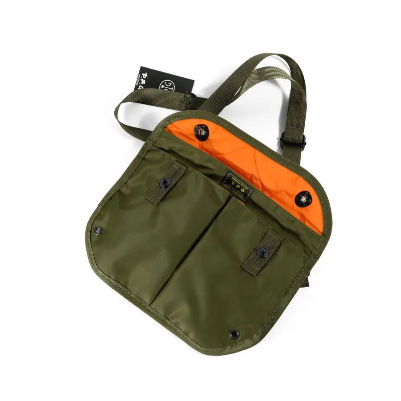 420D Nylon Tactical Crossbody Sling Bag Vintage Military Style Shoulder Bag with 3 Inner Pockets Phone Keys Daily Outdoor Travel