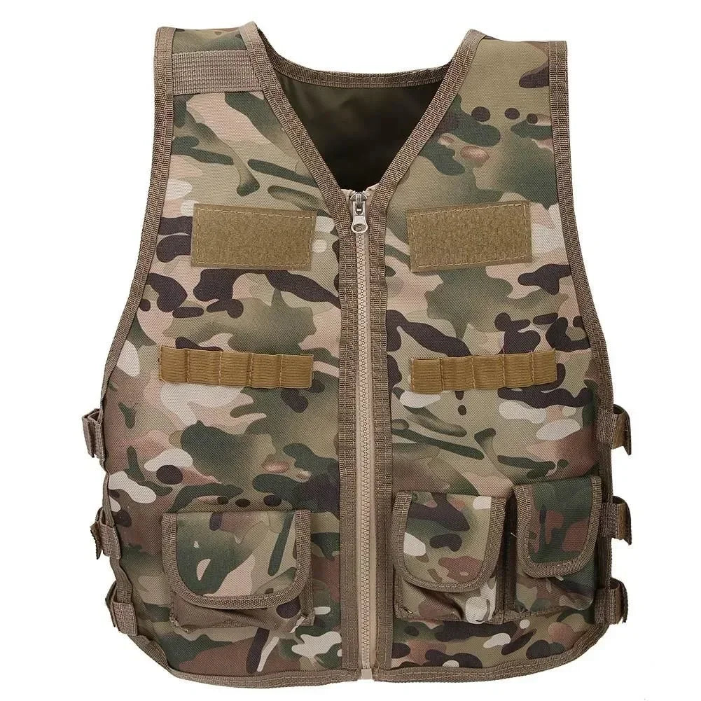 Children Vest Kids Camouflage Multiple Pockets Hunting CS War Games Jacket Hunting Tactical Waistcoat Training Gear