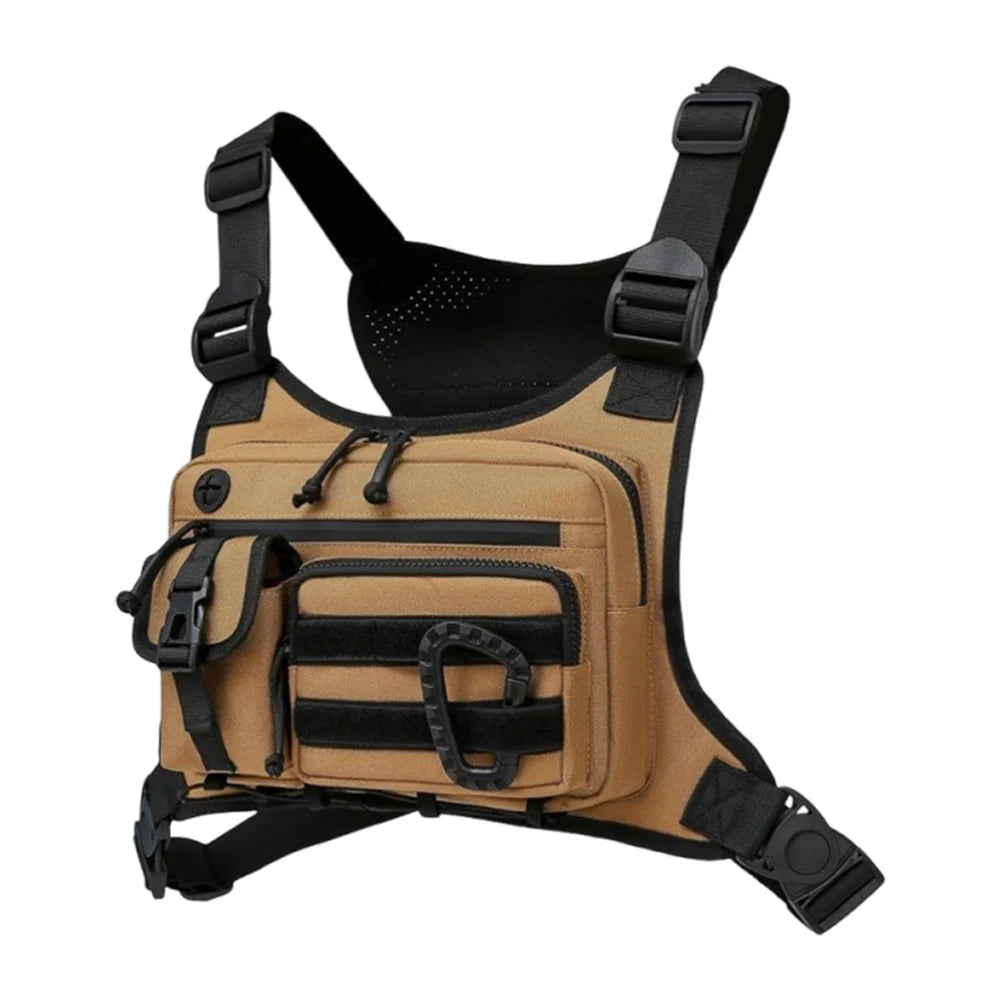 Outdoor Sports Chest Bag Multi Pocket Trendy Functional Backpack Adjustable Strap Multifunctional Vest Chest Bag Work Backpack