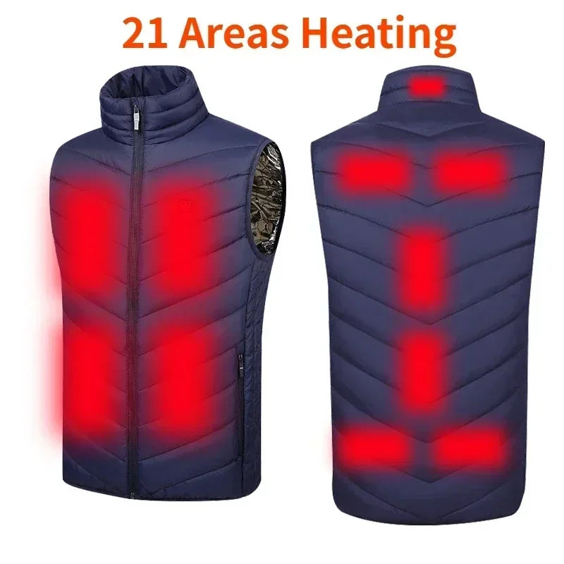 26 Areas USB Heated Vest Men Women Windproof Thermal Waistcoat Sleeveless Jacket for Skiing Hiking Motorcycle Winter Warm