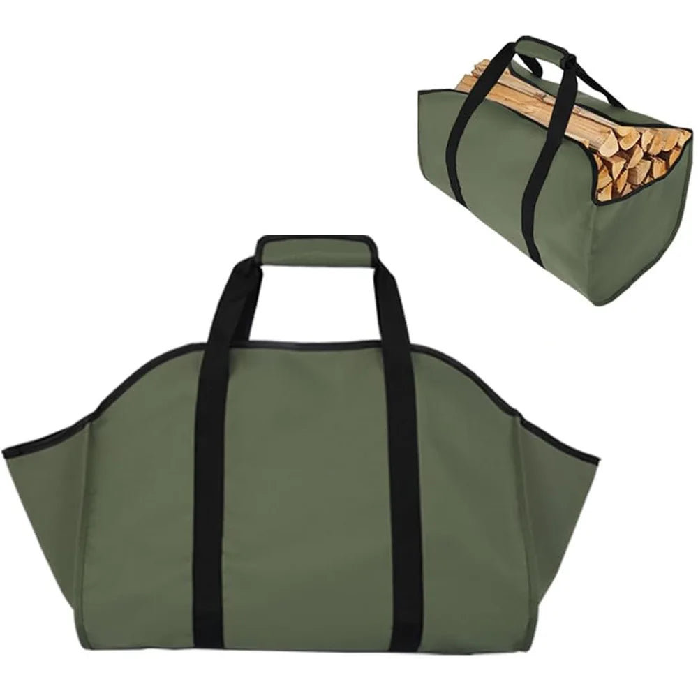 Outdoor firewood storage bag, large capacity Oxford cloth scratch resistant wooden log storage bag, outdoor camping tent, tree branch wood bag