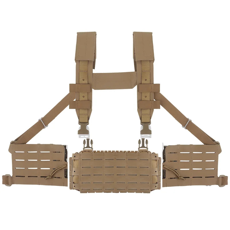 ARC Chest Rig V3 Triple 5.56 Mag Pouch Bilateral Quick Slide MOLLE Panel Airsoft Chest Rig Shoulder Strap Hunting Vest