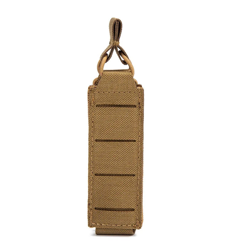 Tactical 9mm Pistol Magazine Pouch Molle Single Mag Carrier Holster Outdoor Hunting Flashlight Torch Holder EDC Tool Vest Bag