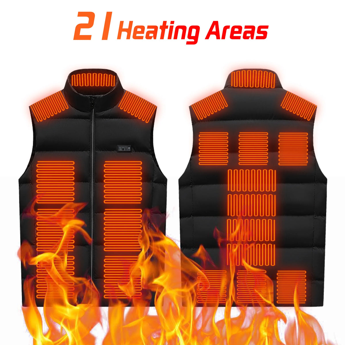 Electric Heated Vest 21 Heating Areas Full Body Warm USB Power Bank 3 Levels Windproof Winter Motorcycle Skiing Coat Men Women