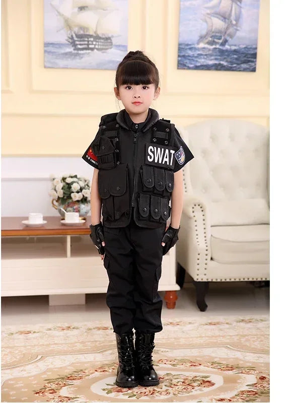 2026 Halloween Hunting Military Tactical Army Vest Kids Airsoft Gear Combat Armor Uniform Boy Girl Swat Police Outdoor