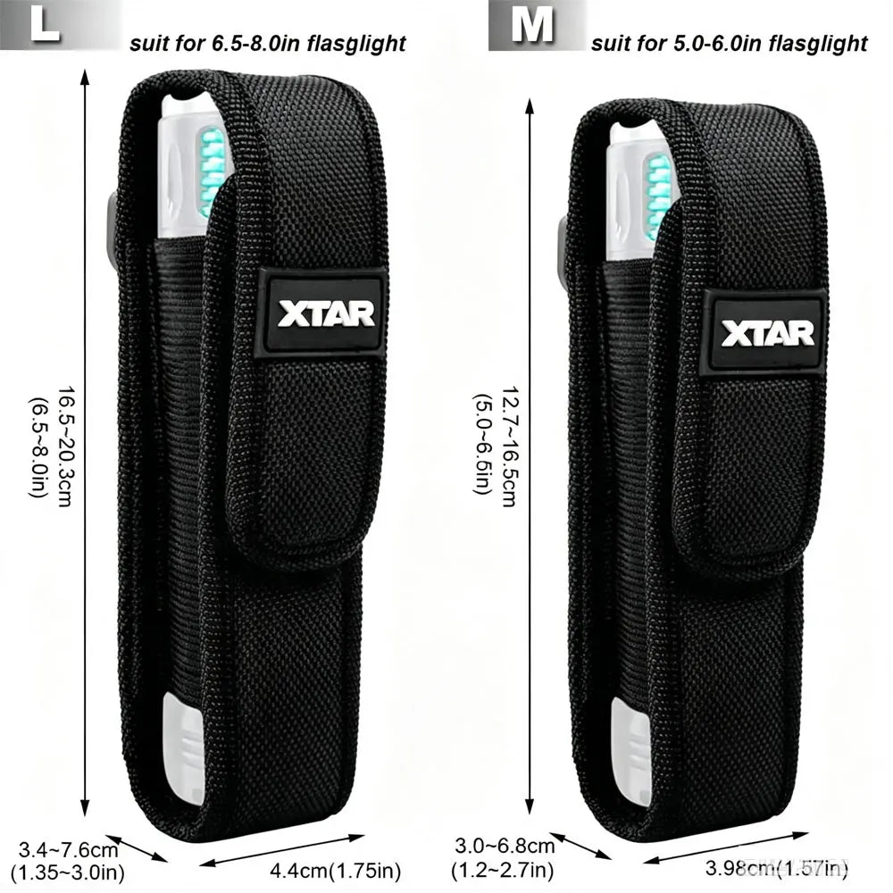 2 Pack XTAR T220 Tactical Flashlight Pouch Polyester Belt Holster Torch Holder EDC For Outdoor Hunting Camping Hiking Gear