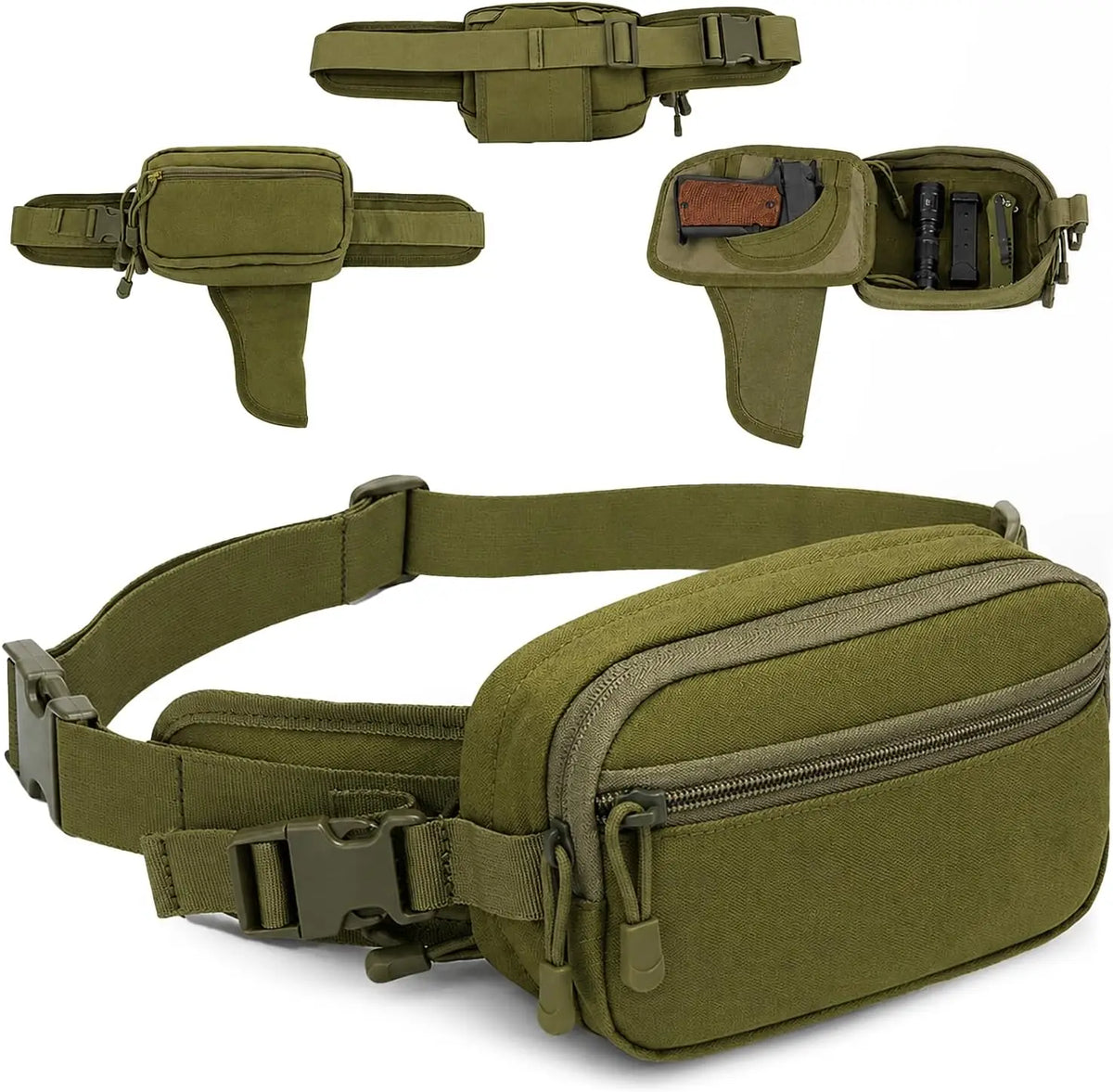 Concealed Carry Fanny Pack with Pistol Pouch Tactical Waist Bag for Men Anti-Theft Hidden Gun Pocket 1000D Nylon EDC Waist Pack