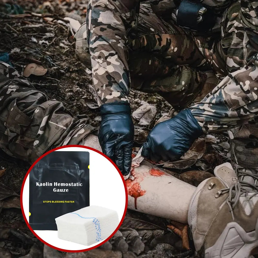 4-10pcs Hemostatic Kaolin Gauze Combat Emergency Trauma Soluble for Tactical Military First Aid Kit Medical Wound Dressing