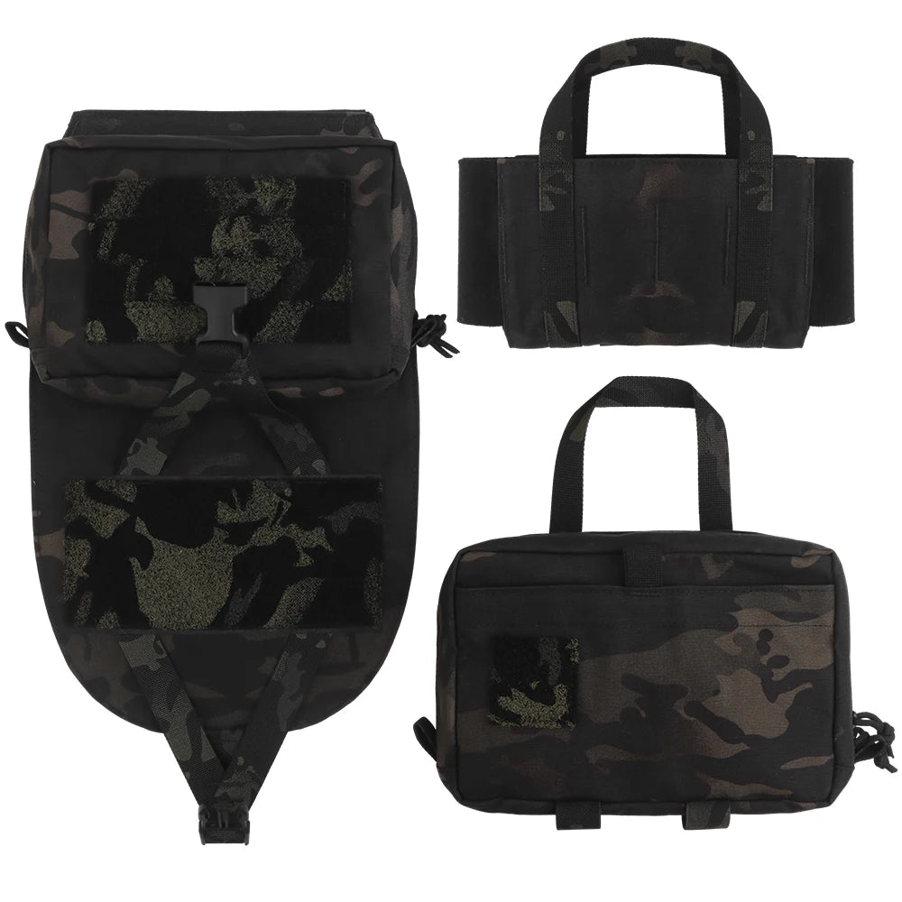POSEIDON DEFENSE Scarab Backplate Two Pouches Back Bag Removable IFAK First AID Pouch Compatible With Molle Vest Plate Carrier