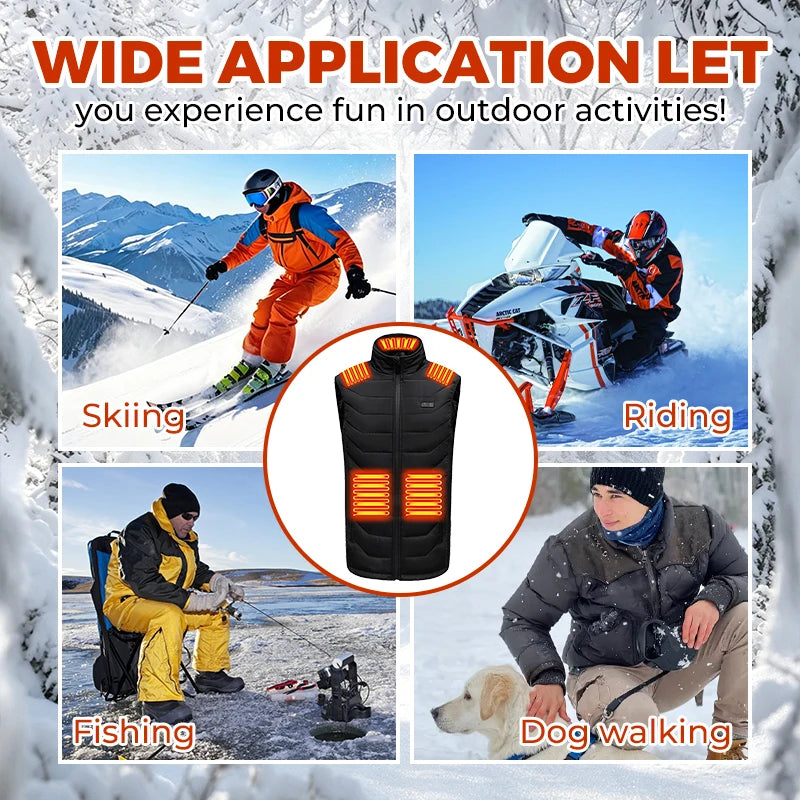 11 Zone Heated Vest for Men Women 10s Quick Heat USB Powered Electric Warming Vest Machine Washable Winter Cotton Padded Gilet
