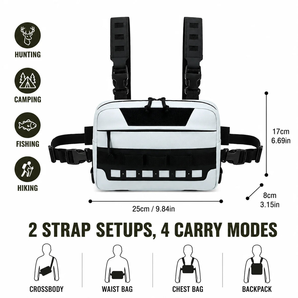 Tactical Bag MOLLE Hunting Chest Bag Fishing Pack Waist Bag Hunting Hiking Camping Outdoor Sports