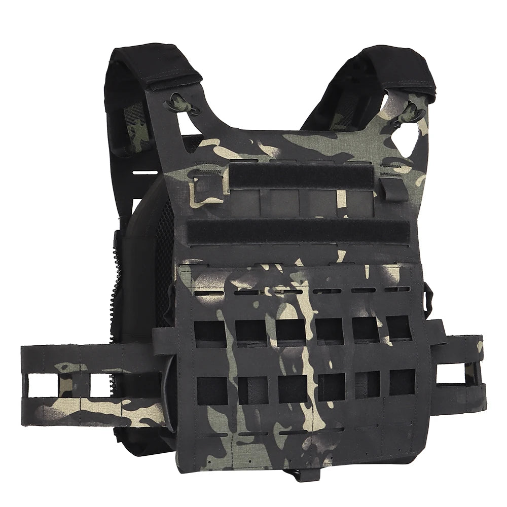 Wosport SPC Plate Carrier Lightweight MOLLE Vest Laser Cut Quick Release Shoulder Buckle Hook-and-Loop Rear Zipper for Airsoft