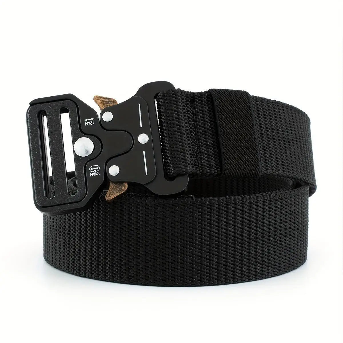120cm Tactical Nylon Belt with Metal Buckle, Men's Training Accessory, Durable Waistband for Outdoor Activities, Essential Gear