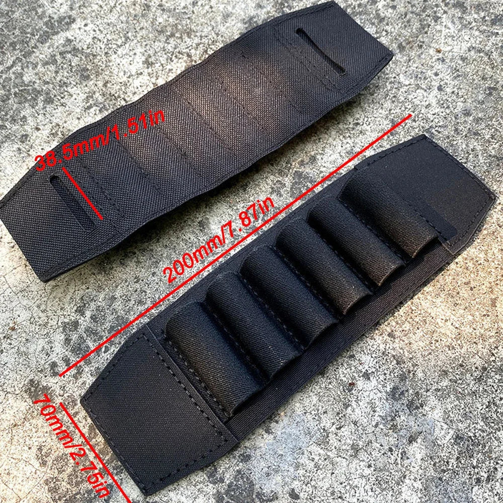 Tactical 500D Nylon Shotgun Shell Holder, 6 Round 12 Gauge Shotgun Ammo Storage Bag for 38MM Belts, Hunting Accessories