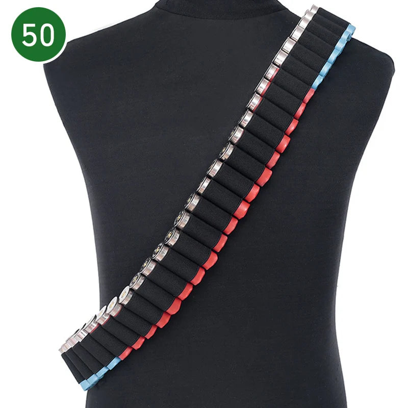 Tactical 27/30/50 Rounds Shotgun Bandolier Belt Adjustable Shotgun Shell Carrier Ammo Pouch Holder 12 Gauge Hunting Accessories