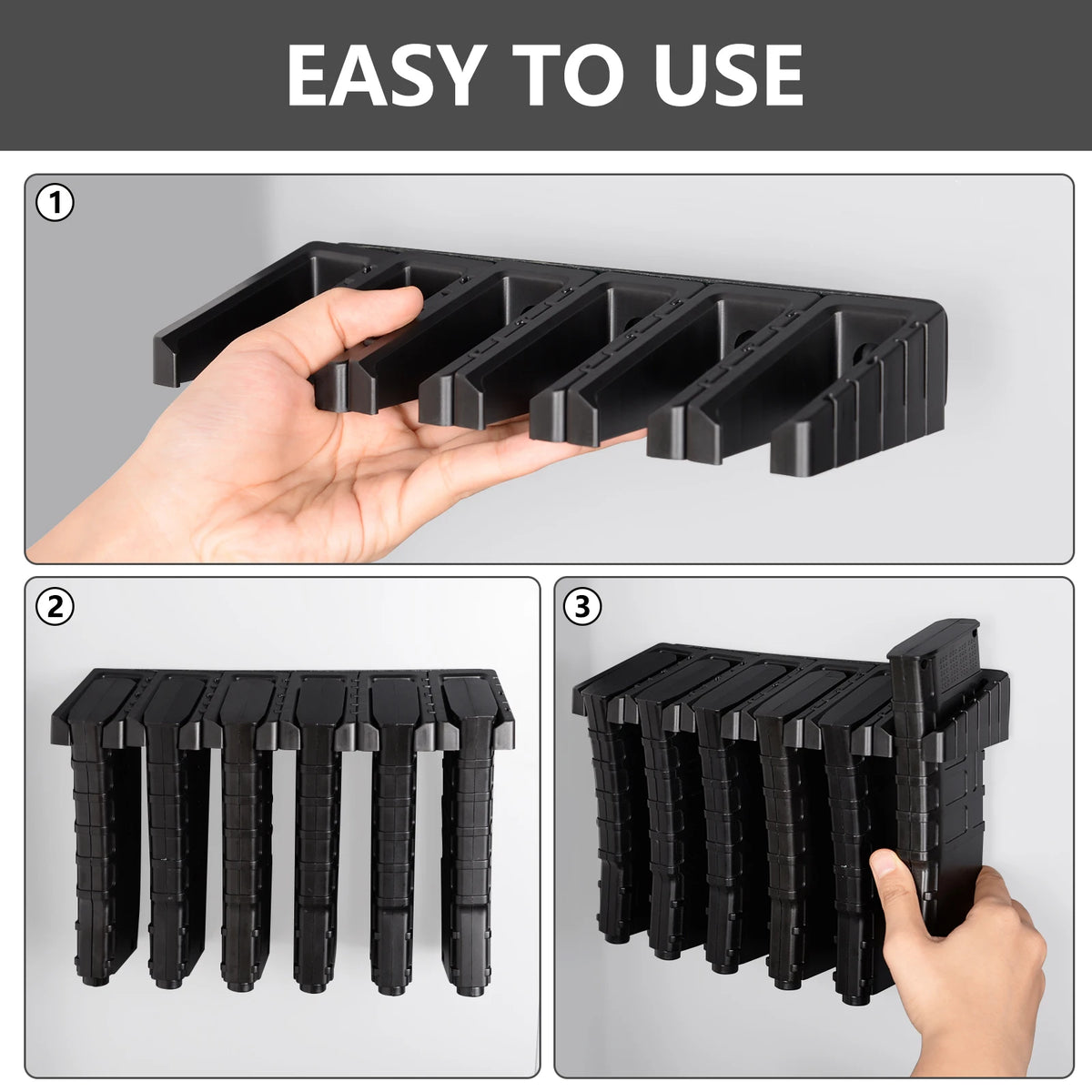 Adoreal Magnetic AR Rack Wall Mount Mag Holder for 5.56 .223 Magazines Wall Magnet AR Mag for Glock G17 G19 G22 G34 G43X Taurus