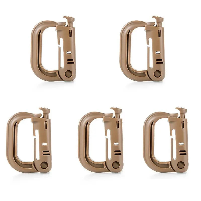 5Pcs Plastic D-Ring Tactical Carabiner Grimlock Lock Hard Hook Buckle Clip For Molle Webbing Accessories Backpack/Pouch/Bag/Belt