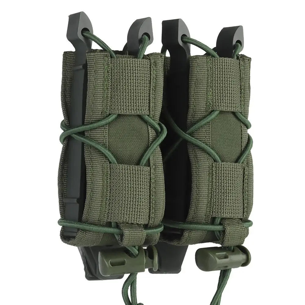 1pc MOLLE Mag Pouch FAST 9MM Double Mag Bag Hunting CS Games Air Soft Holder With Nylon Support Clip
