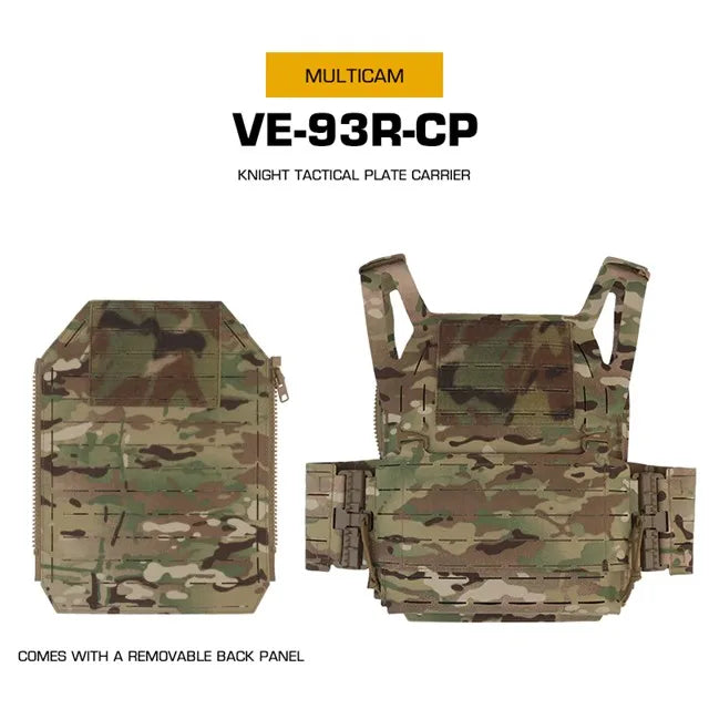 WOSPORT Tactical Vest Camouflage Knight Tactical Quick Release Vest Lightweight MOLLE System Comes With Laser Back Plate
