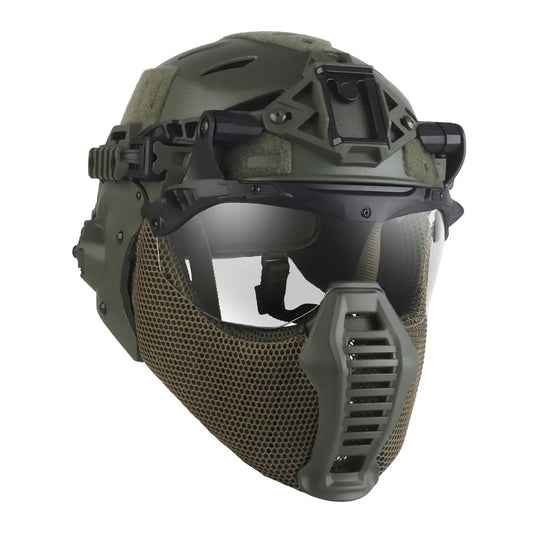 Tactical Full Protective Helmet Hunting Airsoft Paintball 3.0 Wendy Helmet with Flip Goggles Ear Cover Mask Training Gear