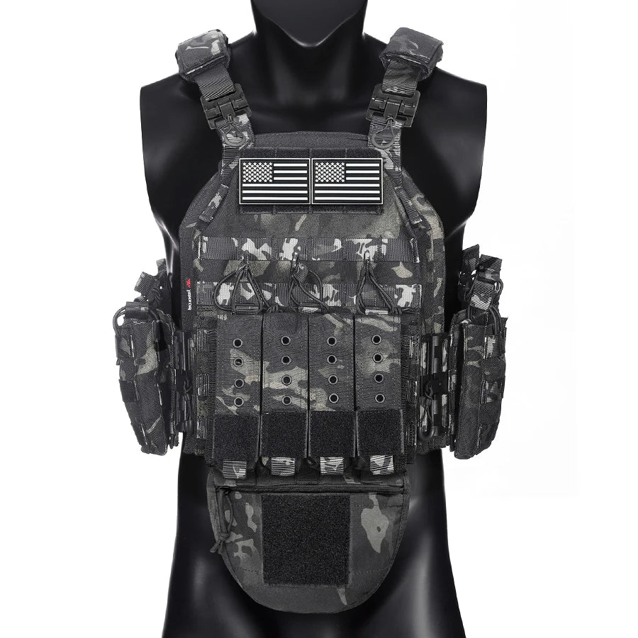 MOLLE system expansion vest hidden triple pocket multi zone pocket Magic Sticky design