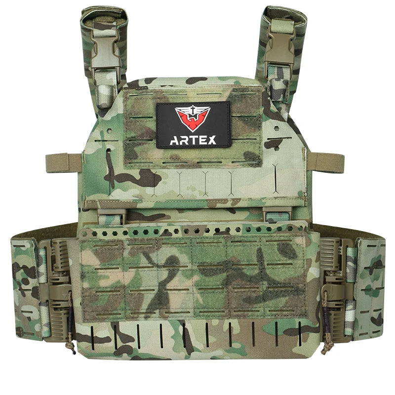 1000D Polyester with Triple Equipment Security Tactical Vest Camo Laser Cut Molle Quick Release Plate Carrier Tactical Vest