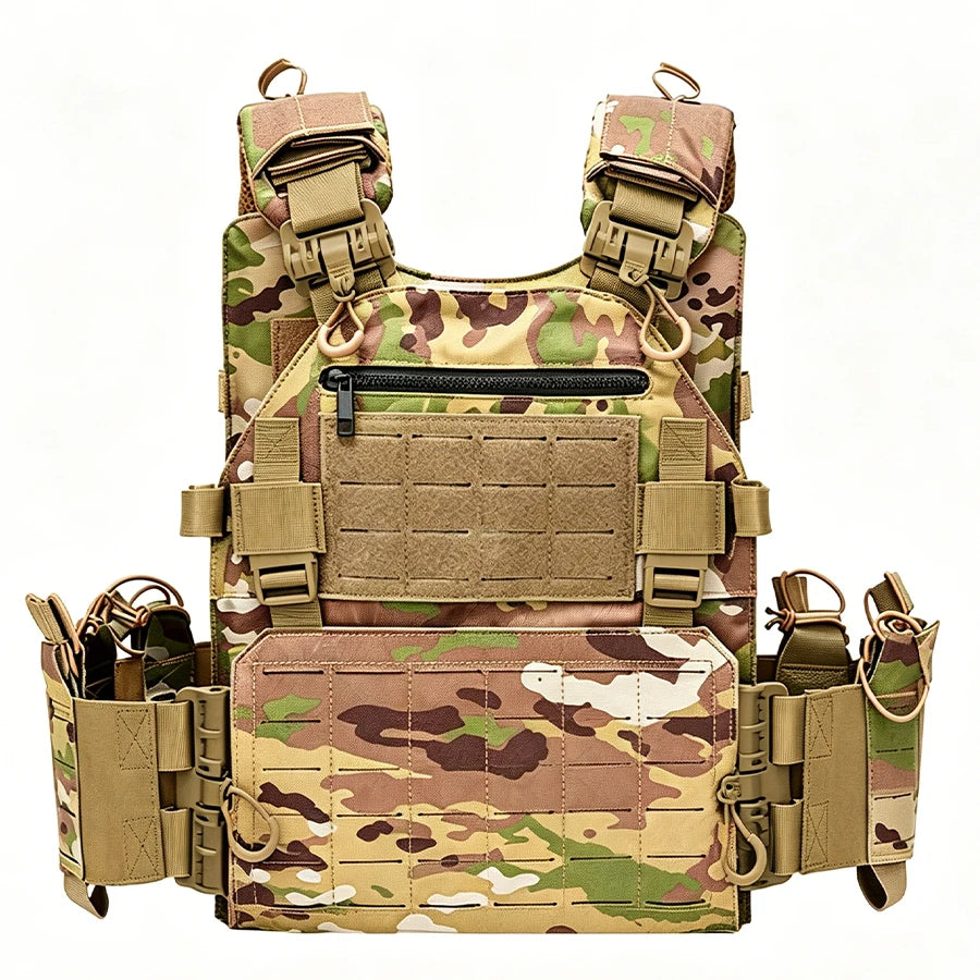 Multi Functional Quick Release Vest Laser Cutting MOLLE Hunting Vest Waterproof and Wear-Resistant Outdoor Training Vest
