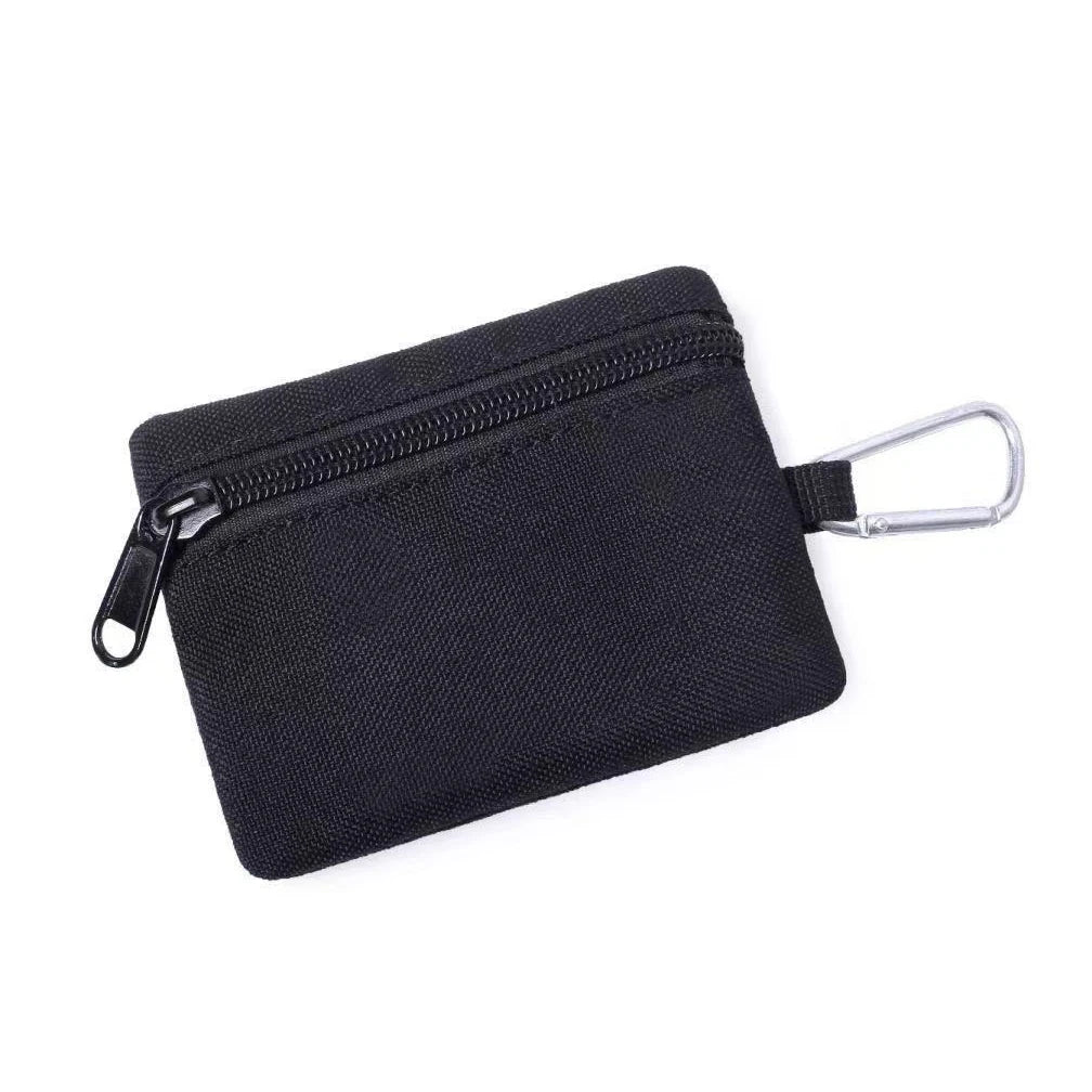 Mini Tactical Pouch EDC Organizer Bag 600D Nylon Coin Purse Key Card Holder with Carabiner for Camping Hiking Outdoor Daily Use