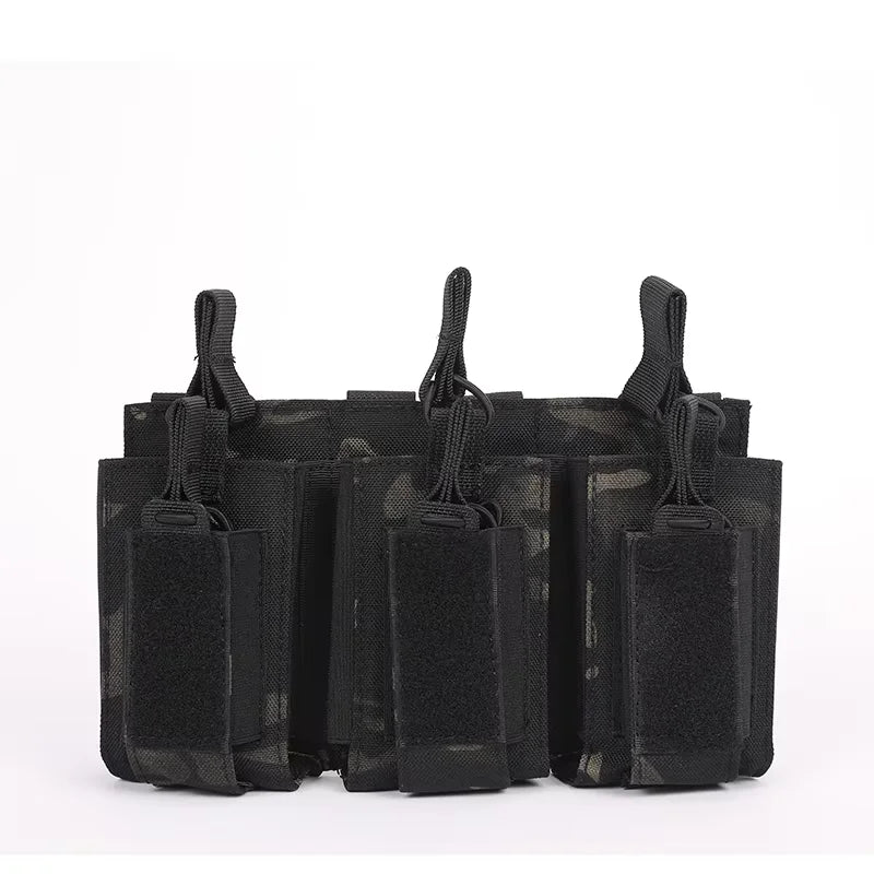 2 Layer MOLLE Tactical Magazine Holder Single Triple Mag Cartridge Pouch For AK M4 M14 M16 AR Outdoor Shooting Hunting Gear